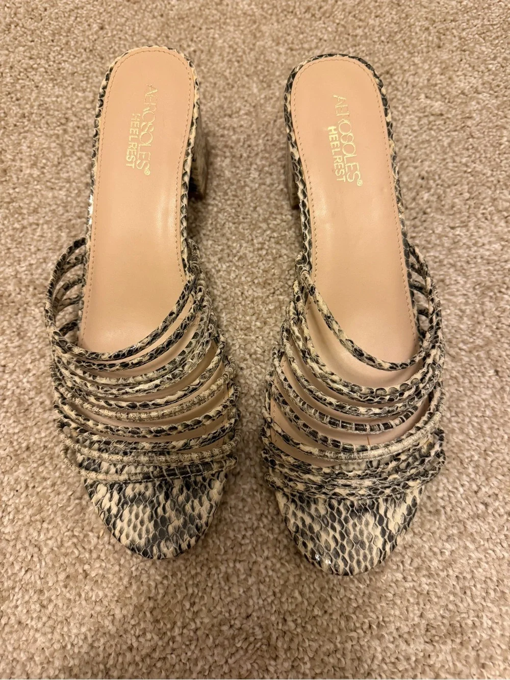 Aerosoles Heel Rest Faux Snakeskin slip on strappy sandals heels 11 NEW no box